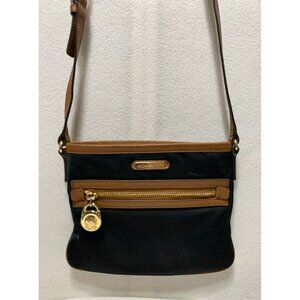 MICHAEL Michael Kors Slim Nylon Crossbody Purse Bag Black Brown Gold